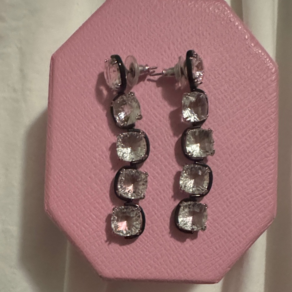 Elegant Silver Swarovski Drop Earrings - Harmonia
